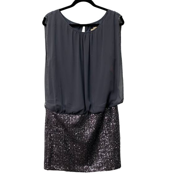 Aidan Womens Size 12 Gray Silver Sequin Bottom Sparkle Tank Dress READ - Picture 1 of 11